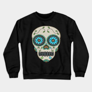 Cute Skull - Dia De Los Muertos - Sugar Skull - Flower Eyes Crewneck Sweatshirt